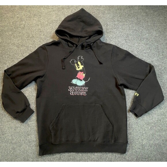 Disney Neff Mens Size Medium Mickey Mouse Black Sweatshirt Pullover Hoodie NEW - Picture 1 of 9